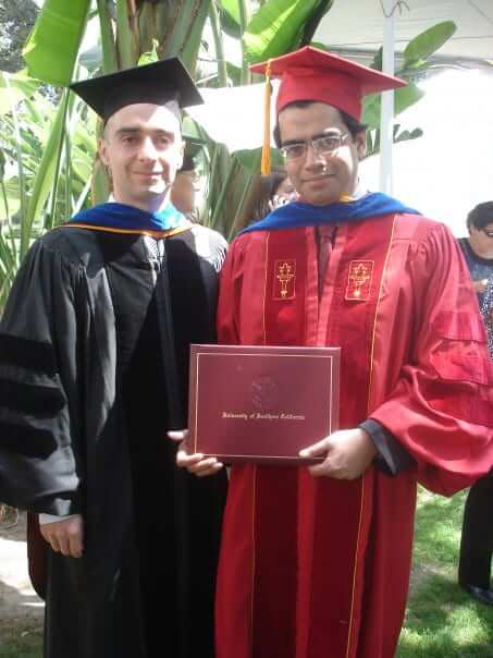 A photo of Prof. Hossein Hashemi (left) and PhD graduate Harish Krishnaswamy (2009).
