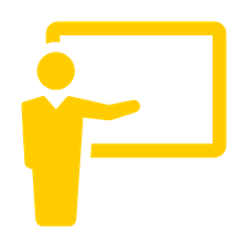 icon of a person making a presentation